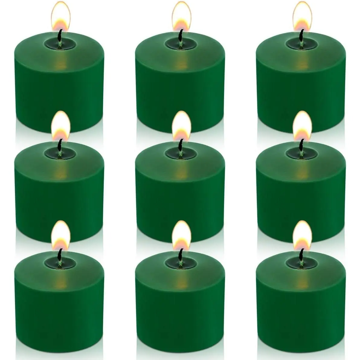 8 Hour Green Votive Candles for Weddings Party Spring Emergency, Set of 9 Unscented Bulk Candles for Restaurants Home Decoration