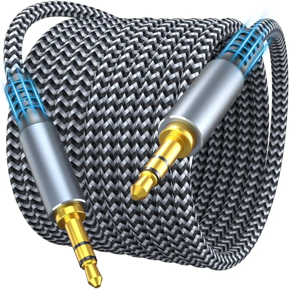 Aux Cord 4ft -  3.5mm Audio   for  Stereo | Nylon Braided Aux  for Headphones, Speakers,  Stereo, -Plated Auxiliary