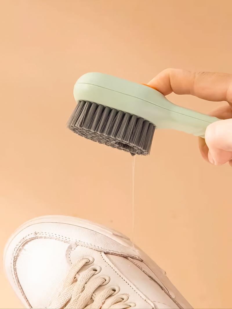 Shoe Brush with Liquid Holder, Press Type Multifunctional Shoe Brush Cleaning Tool for Home Use, Convenient Household Shoe Washing Tool Shoe Brush with Liquid Holder, Press Type Multifunctional Shoe Brush Cleaning Tool for Home Use, Convenient Household Shoe Washing Tool