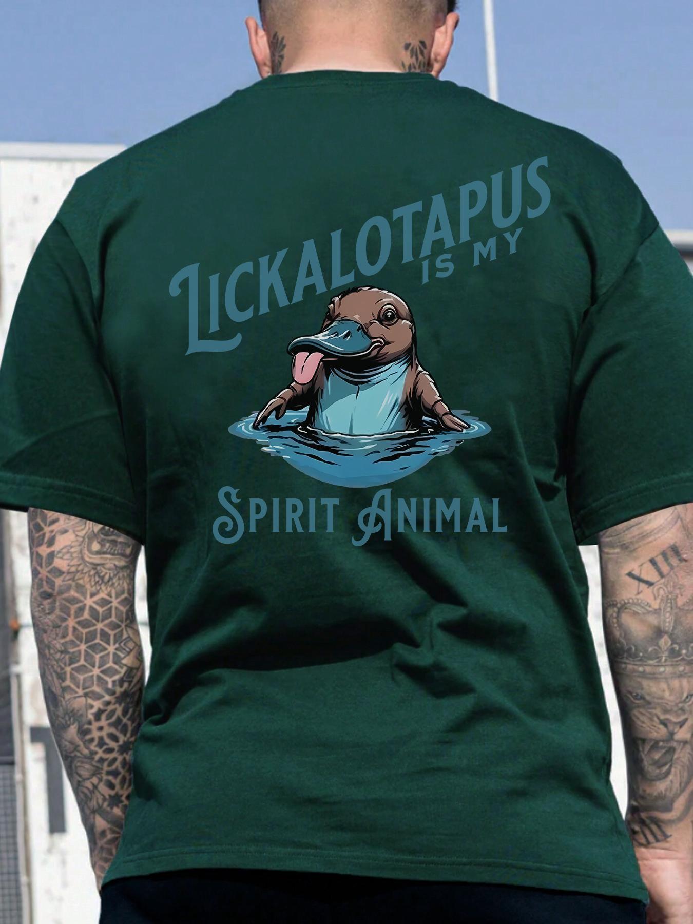 Men's Regular Fit Letter & Animal Print Round Neck Tee, Casual Short Sleeve Crew Neck T-shirt for Summer, Fashion Men's Top for Daily Wear