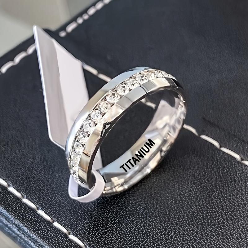 1 Piece Never Fade Stainless Steel Ring Men Women Couple Ring Single Row Full Diamond Cuban Ring