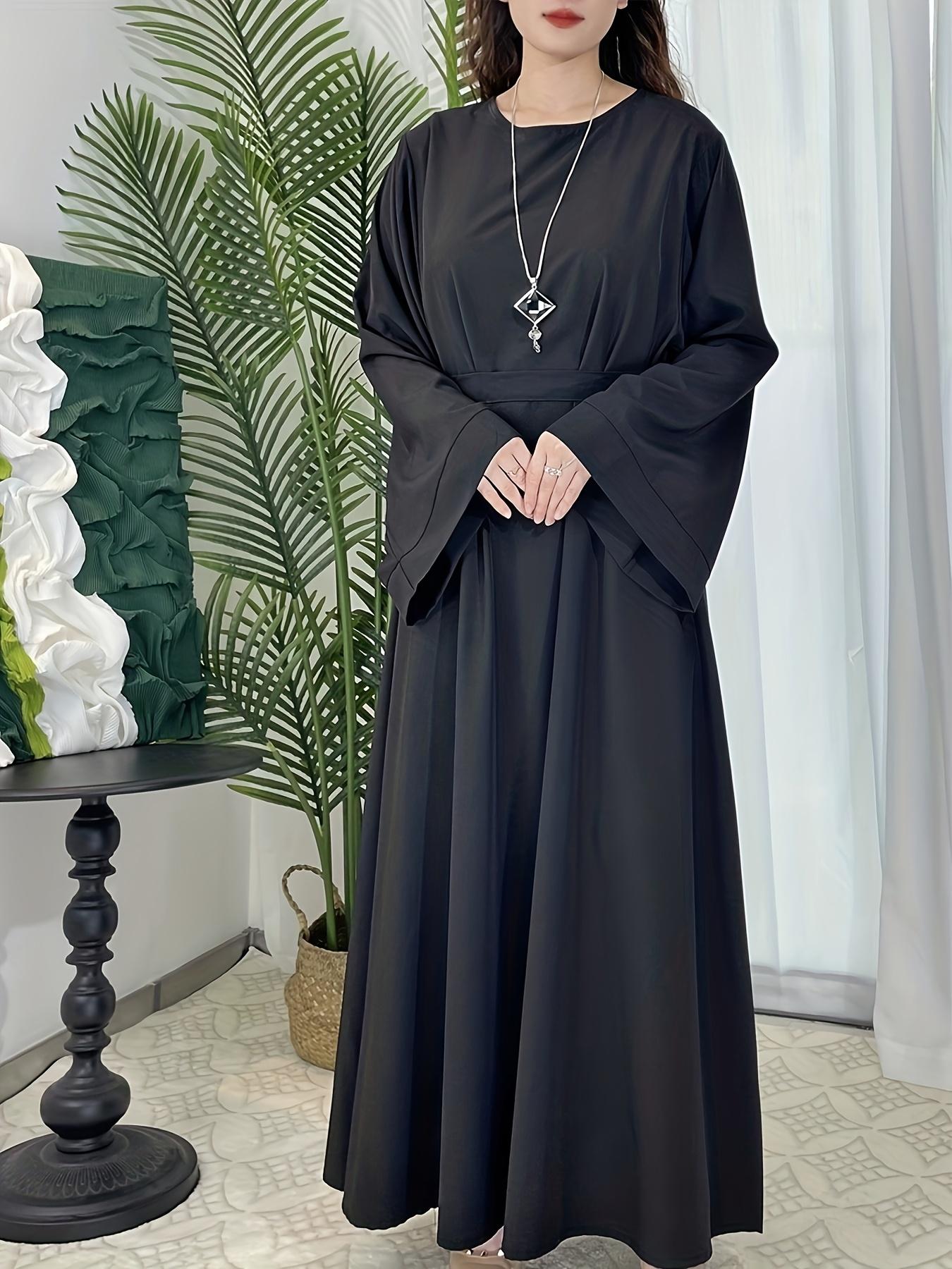 [Middle Eastern Loose Fit Dress] Elegant Green Arabic Women's Muslim Robe |   Middle Eastern Flared Sleeve Long Dress |   Loose Fit All-Season Versatile Home Festival Traditional Attire