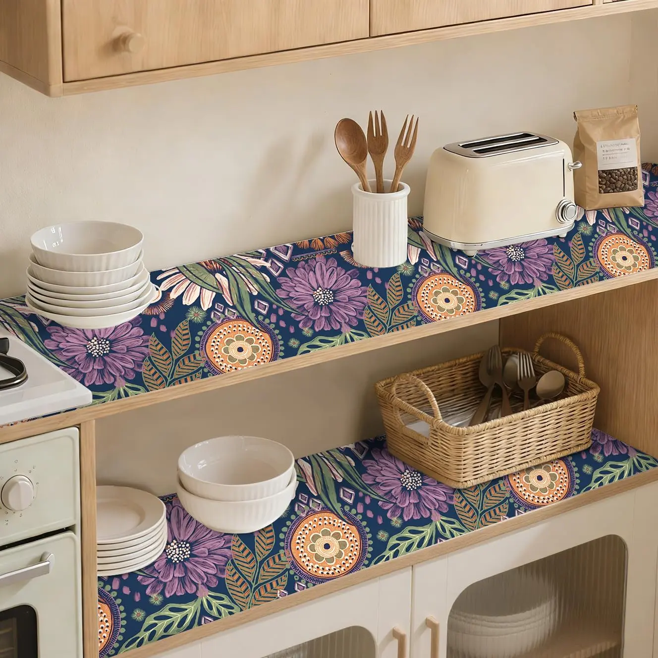 Shelf and Drawer Liner Self Adhesive Shelf Liner | Non-Slip Cabinet Liner Peel and Stick Contact Paper  Cupboard Dresser Pantry Liner, 17.7 x 78.7 in