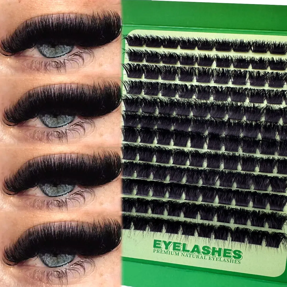 200D/180D/160D/100D New 5D Fluffy Lash Clusters, Fluffy Volume Eyelashes, Thick Eyelash Extensions D Curl Individual Lashes 10-18MM Cosplay Wispy Thick Mink Fake Eyelashes Makeup, Reusable Bottom Lashes