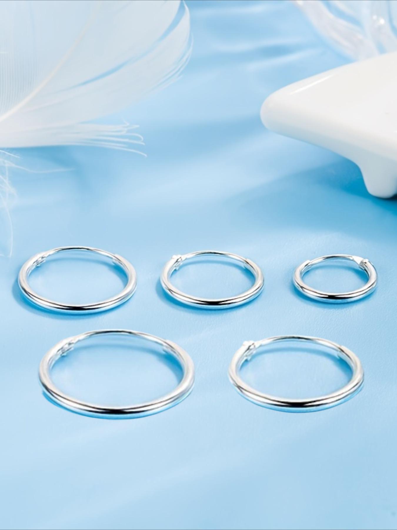 925 Sterling Silver Simple Hoop Earring Sets, High Quality Earrings, Fashionable Elegant Minimalist Earrings for Women & Girls, Trendy All-match & Exquisite Jewelry for Birthday Gift, Gifts for Wife, Silver Jewelry