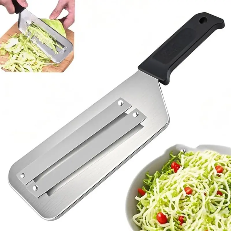 Stainless Steel Vegetable Slicer with Dual Blades, Carrot Potato Cutter, Ergonomic Non-Slip Handle, Kitchen Fruit Veggie Slicer, Safe Mandoline Slicer for Kitchen