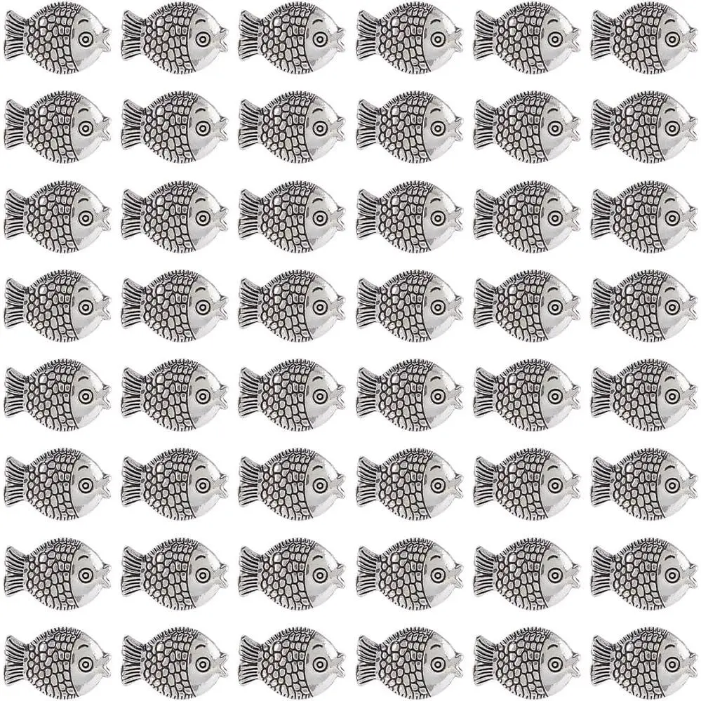 1 Box 100 count  Fish Beads Fish Spacer Beads Alloy Tibetan Style   Sea Animas Theme Fish Loose Bead for  Making Women Bracelet Findings Supplies Findings DIY Crafts
