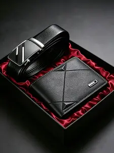 Men's Fashion Gift Set with Wallet and Belt, Accessories Set, High-End Gift Box Included, Perfect for Business Casual Daily Wear