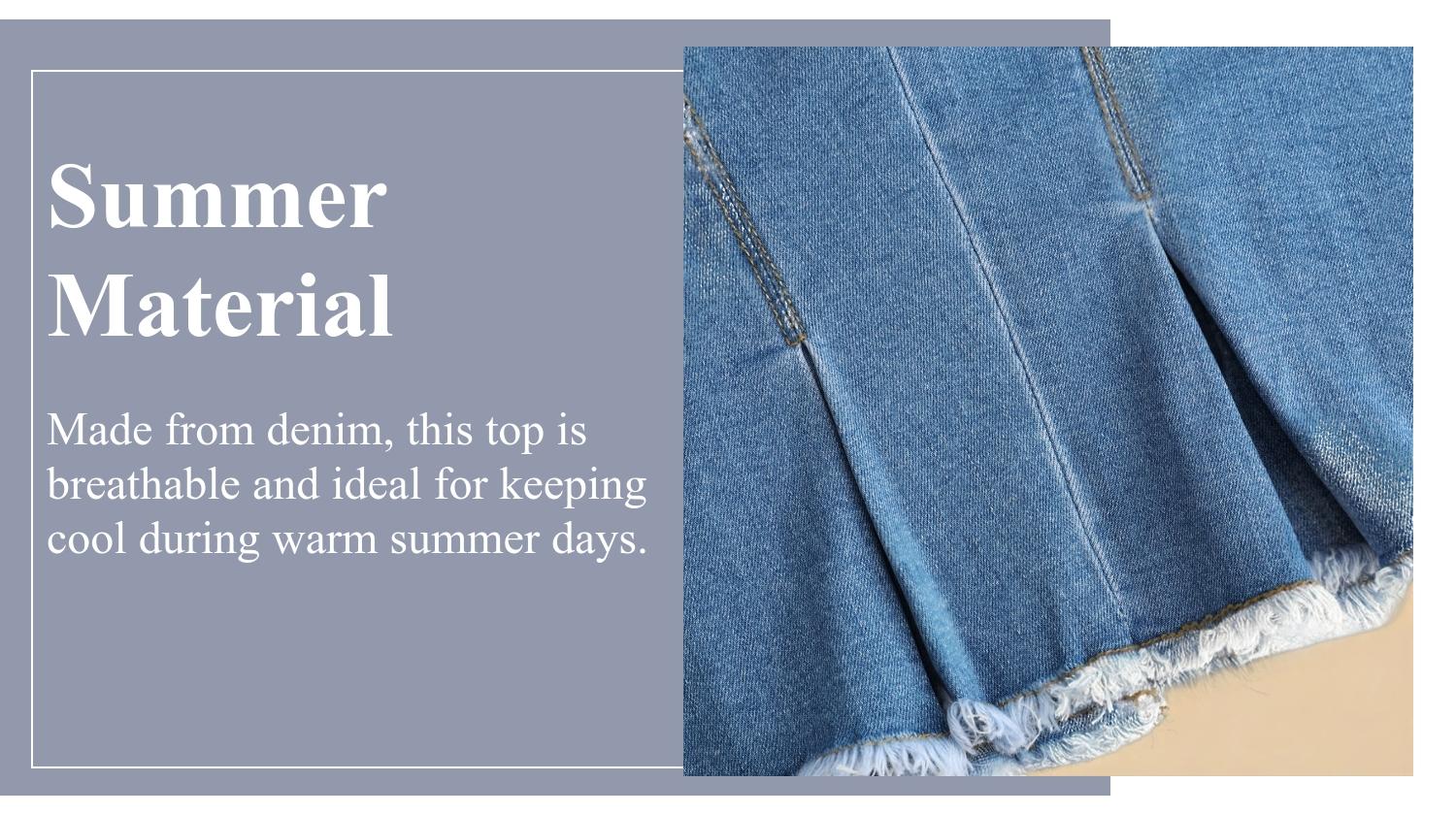 Women's Denim Button Fly Tube Top, Casual Fashion Strapless Denim Top for Daily Wear, Ladies Clothes for Summer