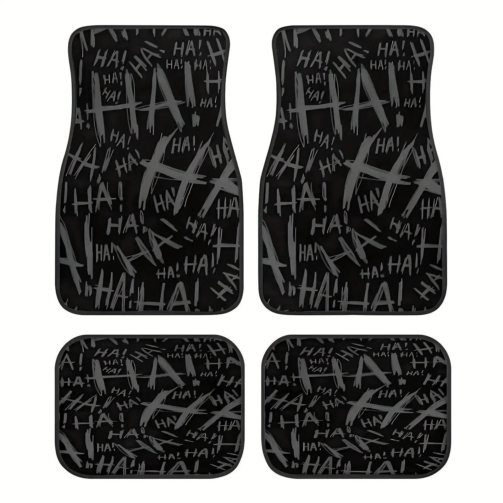 4 Black Graffiti "HAHA" Car Mats - A Stylish and Perfect Gift for Friends and Family, Car Interior Accessories, Car Floor Mats, Car Accessory