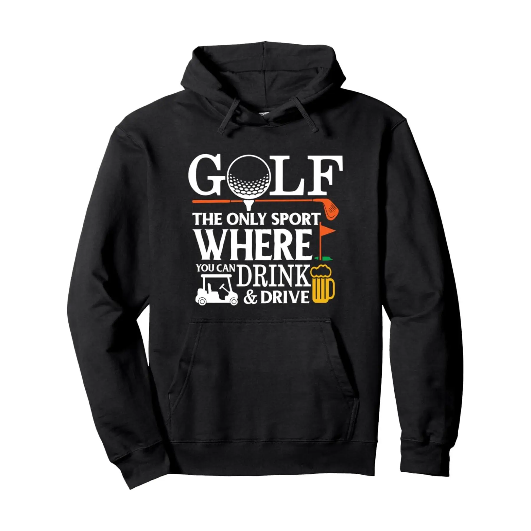 Fun Golf "Drinking and Playing Golf" Adult Pullover Sweatshirt, Crew Neck Sweatshirt, Super Soft and Breathable, Casual Loose Trendy Long-Sleeved Hoodie