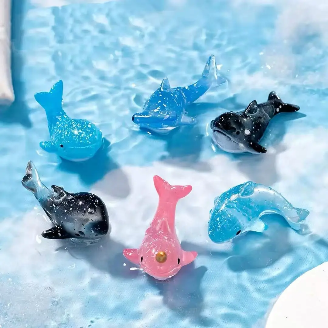 8 Creative Cute Ocean Animal Micro Landscape Figurines, Blue Whale Orca Shark Decorations, DIY Aquarium Fish Tank Accessories