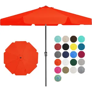2026 Home & LivingJEAREY 9 FT Patio Umbrella Outdoor, Table Umbrellas Market Umbrella w/Push Button Tilt/Crank, 8 Sturdy Ribs(Orange)