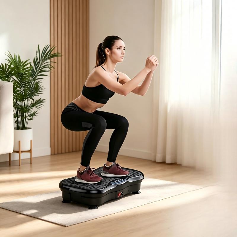 Vibration Plate Exercise  Board Full Body Workout Platform with Resistance Bands & Remote Control Sturdy Durable Frame Non-Slip Massage-Textured Surface 330 LBS Capacity