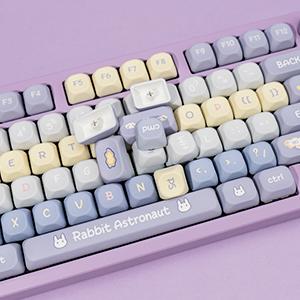 Cute Bunny Purple PBT Keycaps 136 Keys Dye Sublimation XOA Profile Full Set Compatible with Cherry MX Switches ANSI Layout Mechanical Keyboards gaming stuff gaming accessories