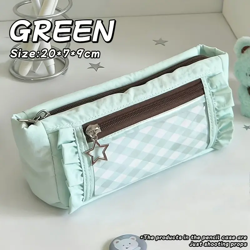 Cute Minimalist Design Lace Pencil Case, Elegant And Generous, Ample Capacity, Ideal Stationery Storage Bag For Students
