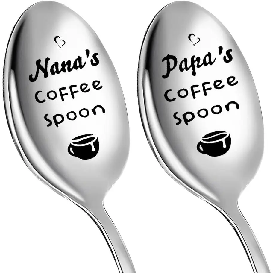 Grandparents Christmas Gifts for Nana Papa Grandparent Announcement Gifts for Grandma Grandpa  Gifts for Papa Nana Coffee Spoon for Grandmother Grandfather Grandparents Coffee Spoons 2 count
