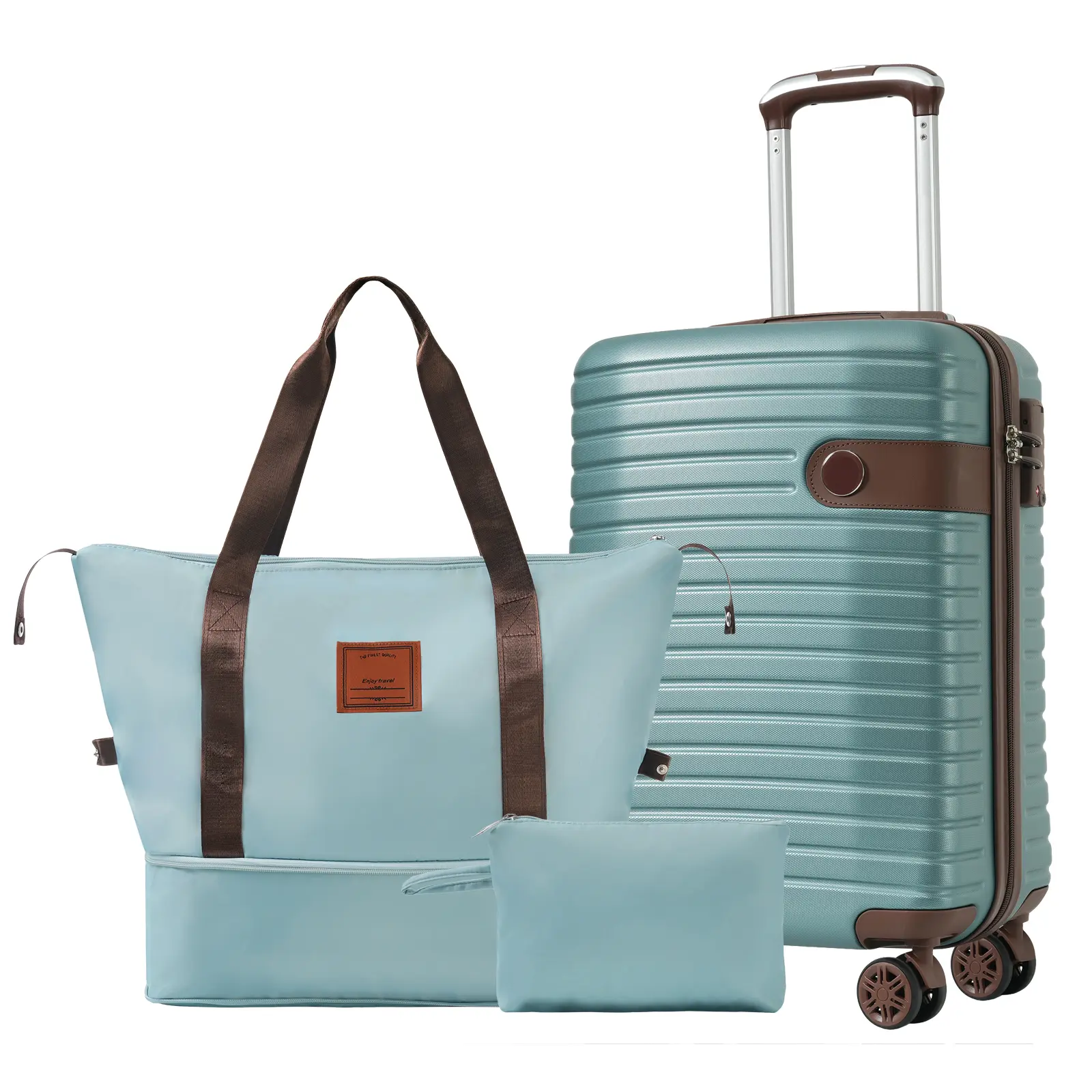 ARCH 3 Piece Luggage Set 20 Inch Carry On Hardside Suitcase Airline Approved 22x14x9 with Weekender Travel Duffel Bag and Toiletry Bag, Lightweight ABS Hard Shell, Blue, for Weekend Getaways and Short Trips, Blue Color Options, ABS Material