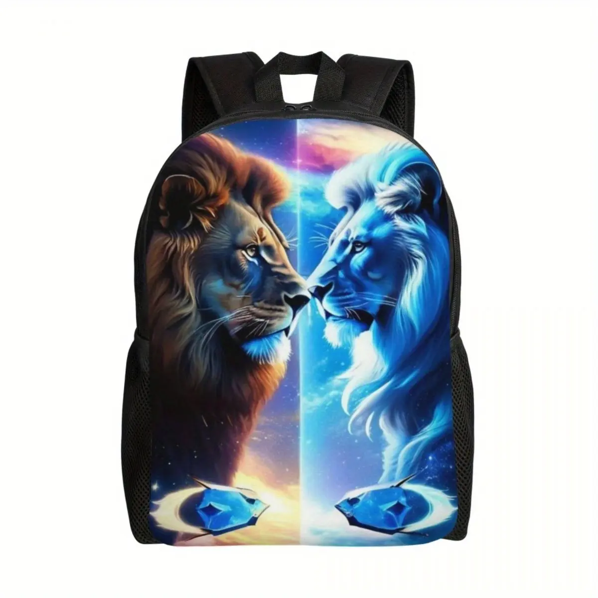 "Ice & Fire Lion" Adjustable Buckle Anti-Shock Dustproof Feather Light Casual Backpack - Large-Capacity Foldable Schoolbag with Adjustable Shoulder Straps, Durable Zippered Closure, Machine-Washable Design, Laptop Carrier, Adjustable Buckle Backpacks, Ant