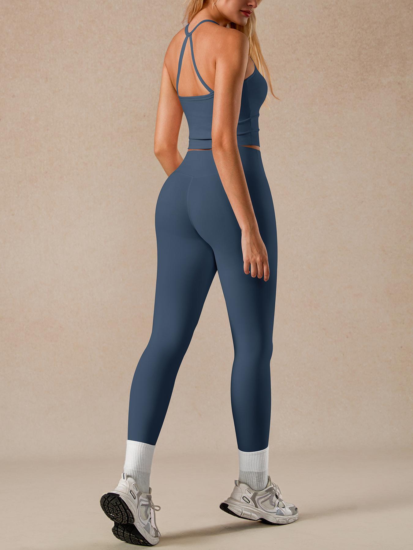 2 Piece Women's Tank Top and High Waist Pants Set, Removable Padding and Breathable Design for Yoga and Fitness, Tight-Fitting Outdoor Sport Gym Yoga Outfit, Yoga Gym Outfits