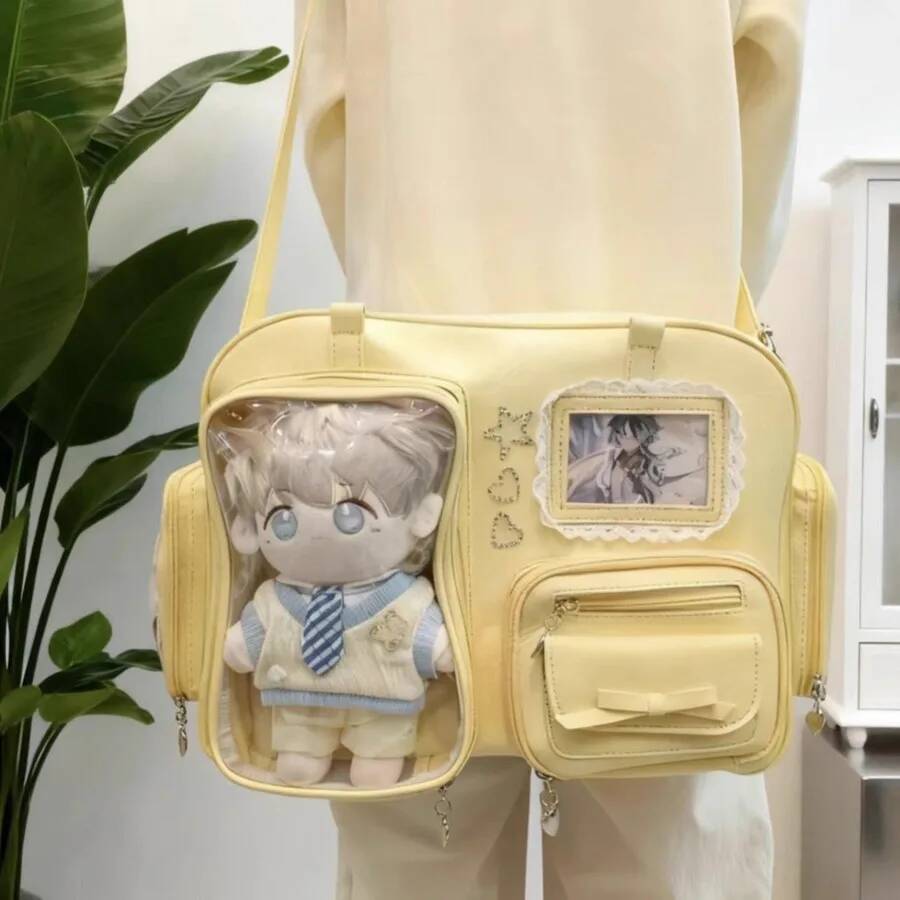 New Y2K Cute Itabag Comic Exhibition Large Capacity Backpack Sweet Girl Transparent Crossbody Bag DIY Badge Display Shoulder Bag