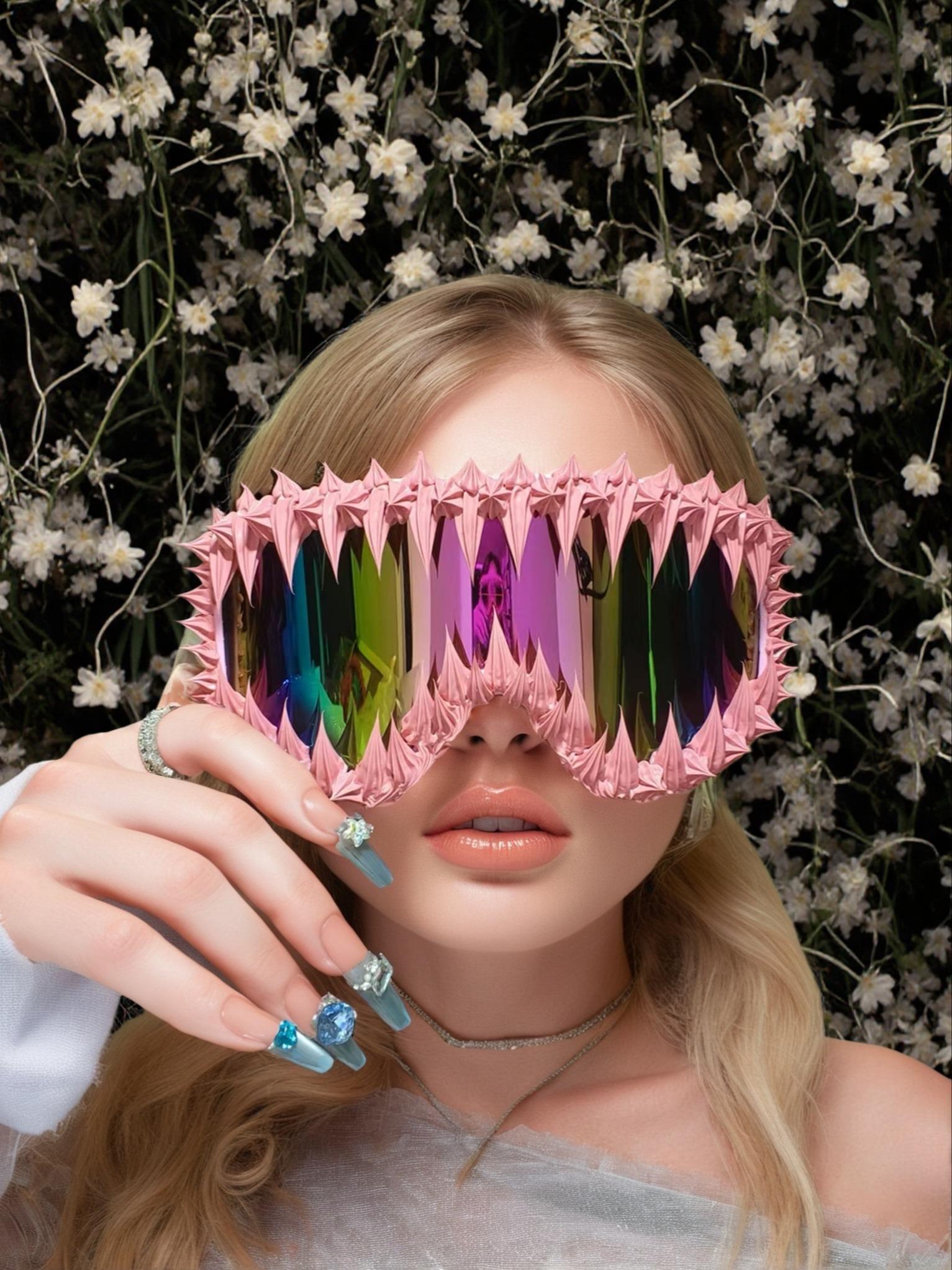 Punk Style Irregular Shaped Sunglasses, Trendy Windproof Ski Goggles, Fashion Accessories for Men & Women for Outdoor Activities