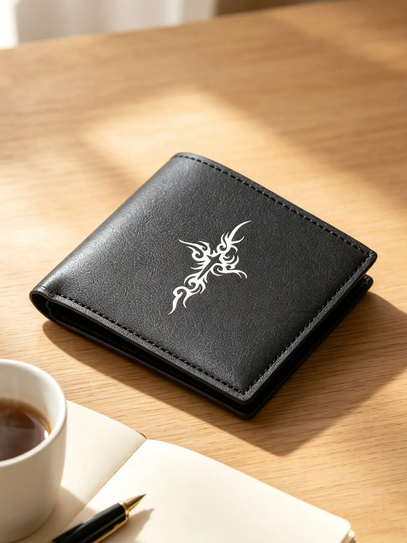 Men's Gothic Metal Cross Bifold Wallet, Large Capacity Multi-Card Slots Purse, Niche Streetwear Wallet for Faith Lovers, Perfect Gift