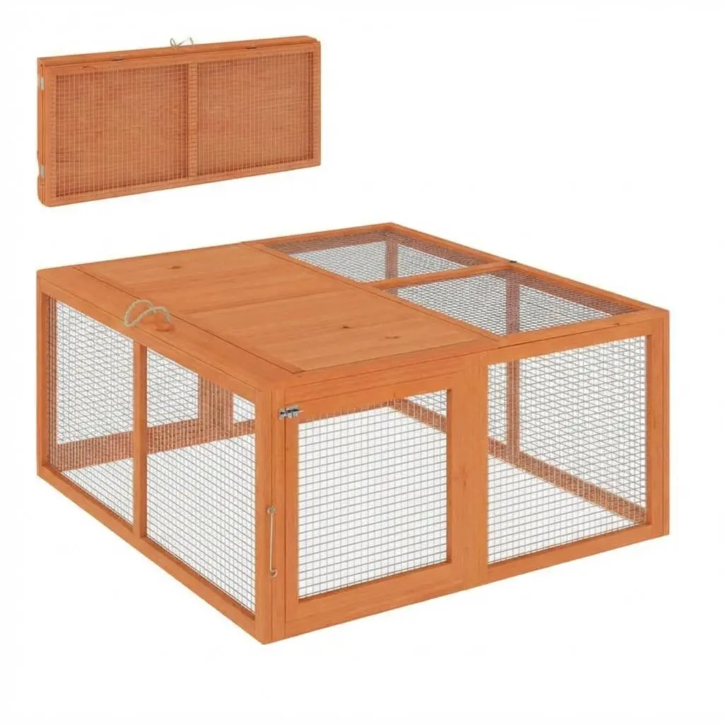 Folding Chicken Coop Run for Chickens/Rabbits, Portable Cage Pens with Top & Side Opening Doors, No-Assembly Brooding Box, Indoor-Outdoor Small Animal Playpen