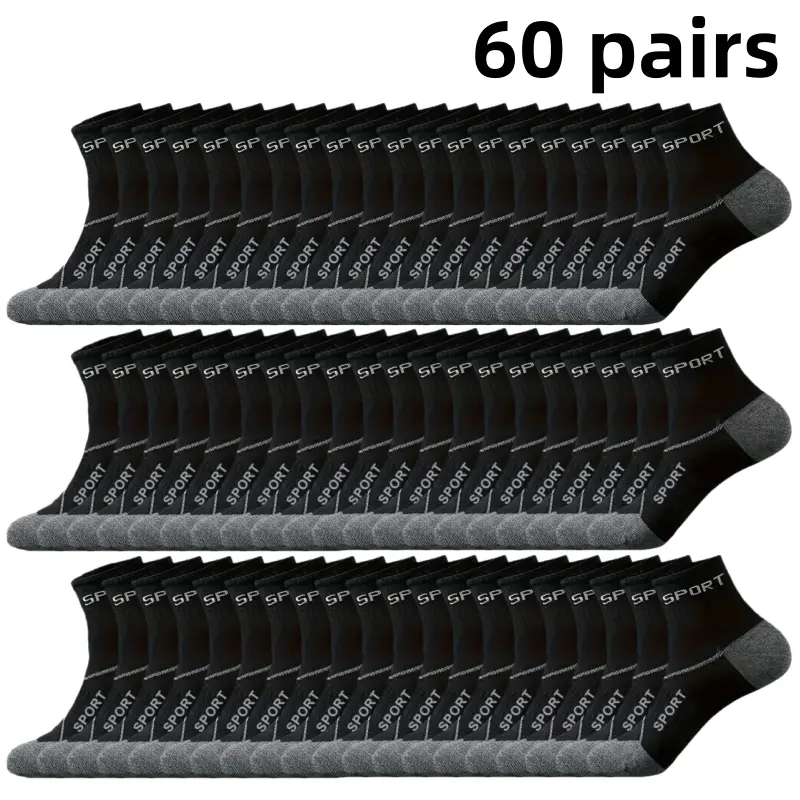 60 Pairs Men's Mid-Calf Socks - Breathable Athletic Crew Socks for Running Training, Casual Everyday Comfort