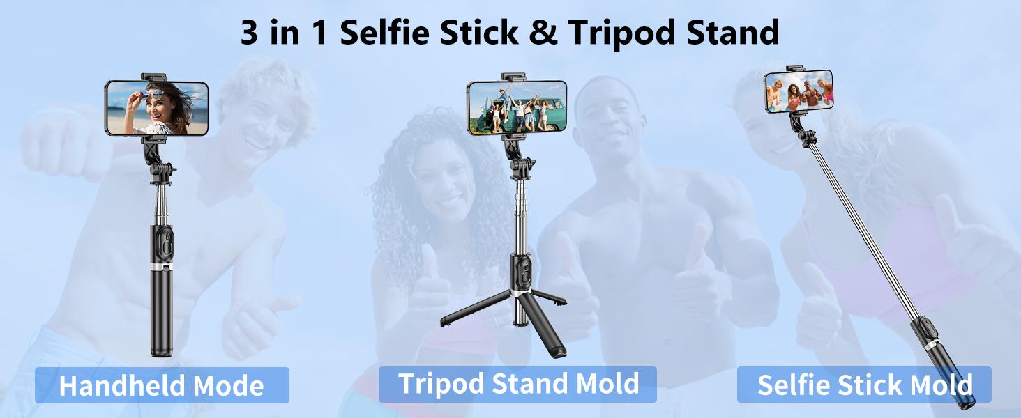 Selfie Stick Tripod, All in One Extendable & Portable iPhone Tripod Selfie Stick with Wireless Remote Compatible with iPhone 16 15 14 13 12 11 pro Xs Max 8 7, Galaxy Note10/S20/S10/OnePlus 9/9 PRO etc
