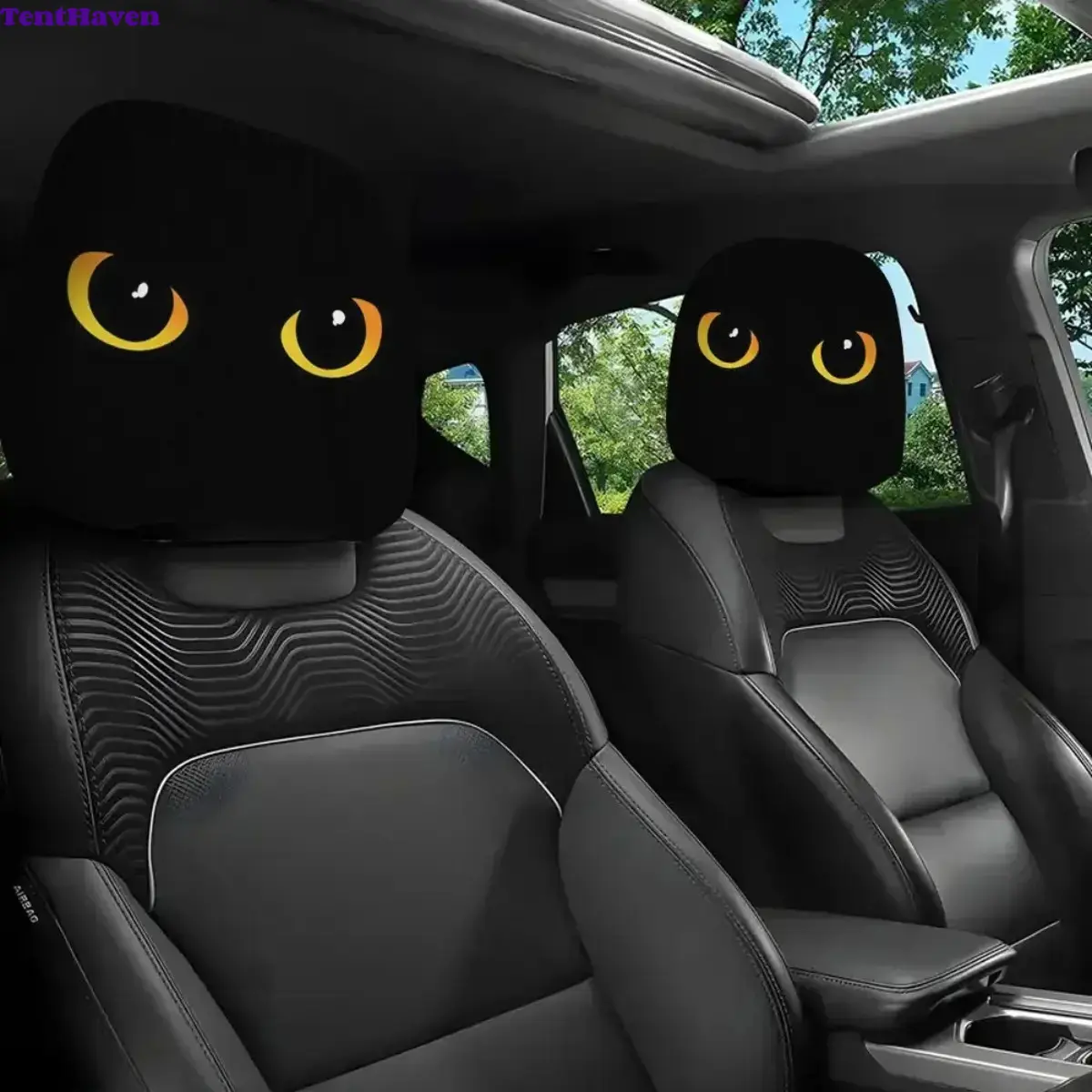 2-Pack Cat Eye Car Headrest Covers, Cars Vehicle Accessories, Flexible Design, All-Day Use, Fashionable Interior Decoration, Ideal Gift for Friends and Family, Car Interior Accessory, Accessories For Car
