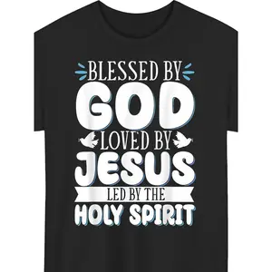 Holy Spirit Christian T-Shirt Jesus Love God Bless Religious Faith Shirt Church Prayer Graphic Tee Unisex Cotton Crew Neck Short Sleeve Ships From USA