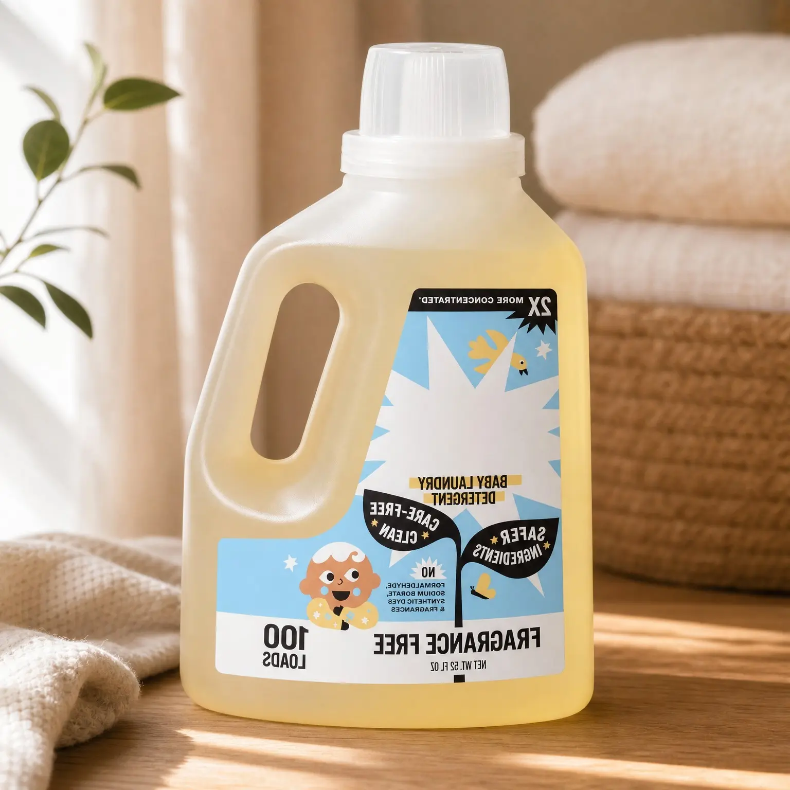 Baby Liquid Laundry Detergent - Removes Formula, Poop & Spit-Up Stains - Extra Gentle for Infants, Babies & Toddlers - Fragrance Free, 100 LoadsGift