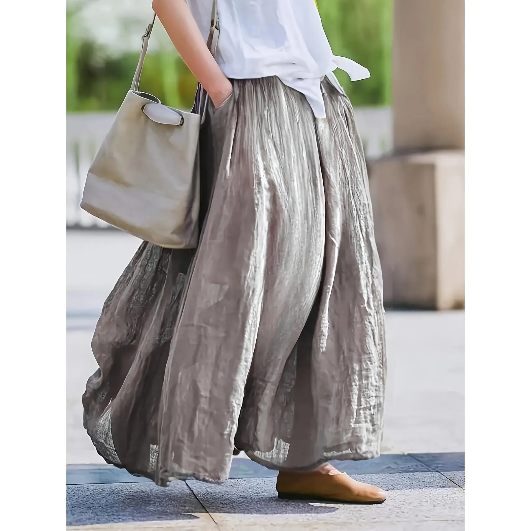 Women's Plus-Size Elegant Classic Casual Skirt - Autumn Women's Bottoms, Maxi Skirts, Plus Size Skirts