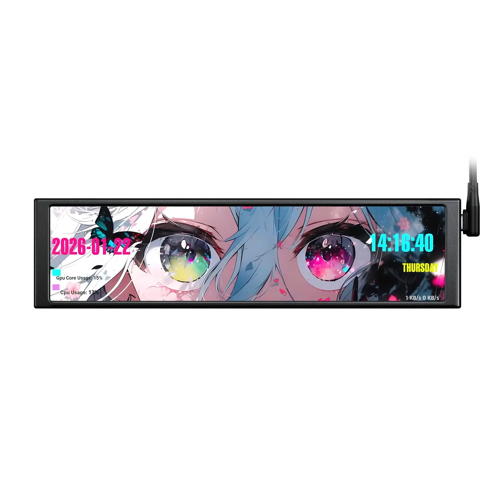 A.jazz Akp02 9.2 Inch PC Mini Secondary Screen, Real-Time Cpu Gpu RAM Temperature Display, Adjustable Stand, IPS USB Mini Screen for Computer Accessories