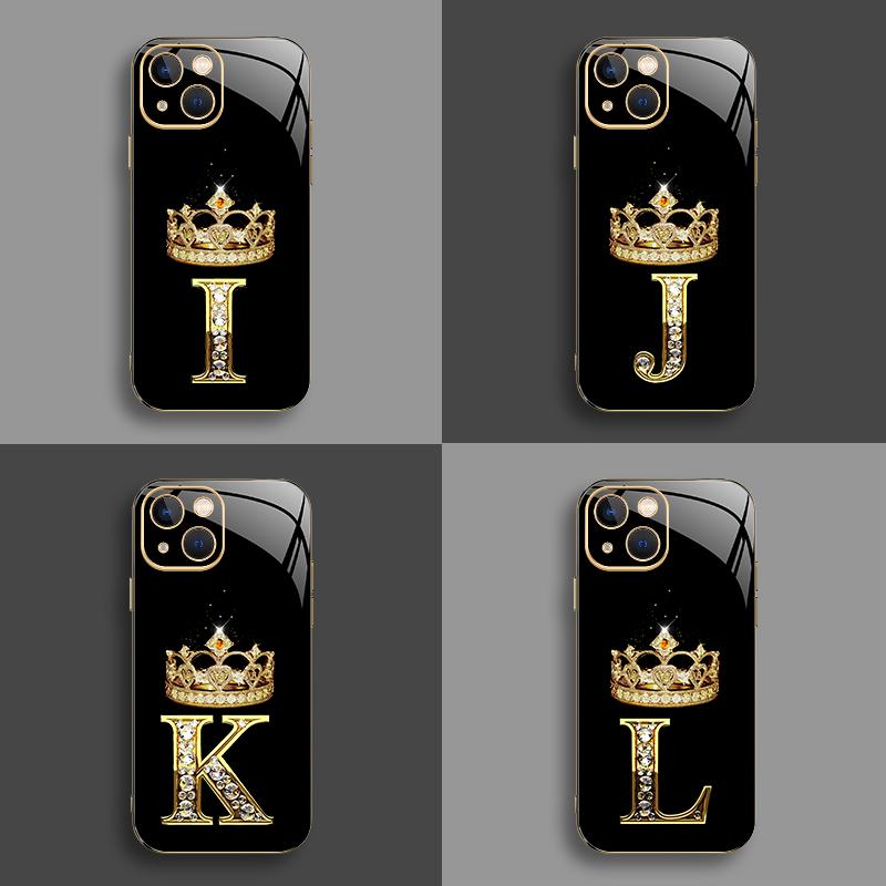 Suitable for [iPhone 13] New high-end crown electroplated gold edge mobile phone case new business simple explosion-proof mobile phone case affordable anti-fall anti-fingerprint-888