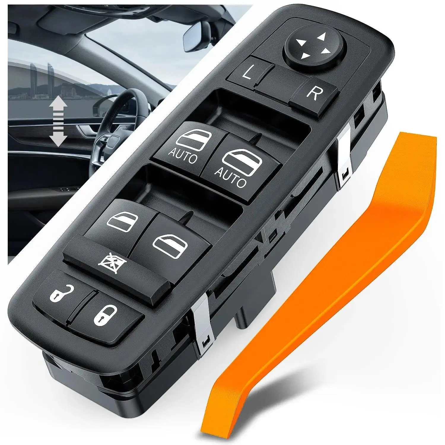 Nilight Automotive OE-Like ABS Waterproof Plug-and-Play Window Control Master Switch Kit for 2012-2019 Dodge Grand Caravan, 2012-2016 Chrysler Town & Country - 1 x Master Power Window Switch, 1 Removal Tool, Car Accessories, Vibration‑Resist