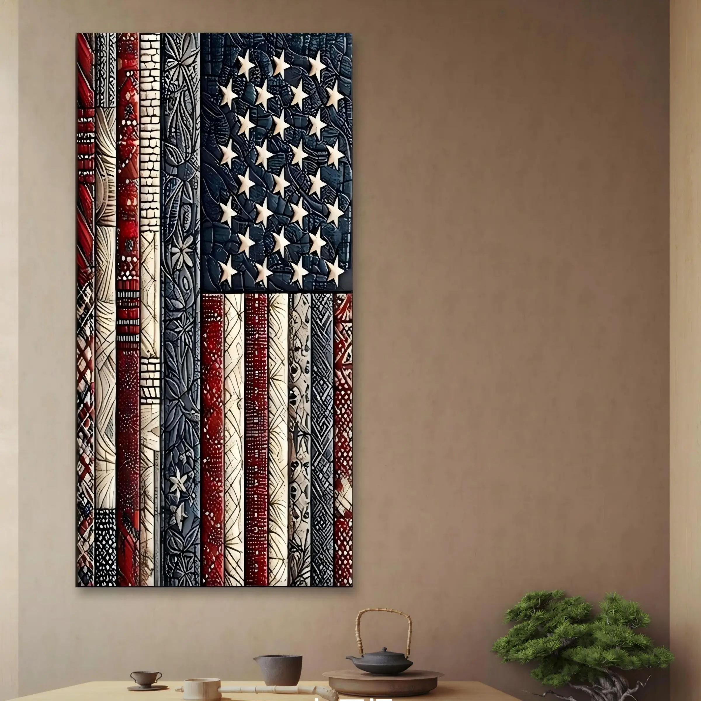 Artistic Star Flag Diamond Painting Kit, Mosaic Craft Set, Beginner Friendly 5D DIY Art Tool, Round Full Diamond Gemstone Decor Gift, Diamond Art Tools, Wall Art Painting