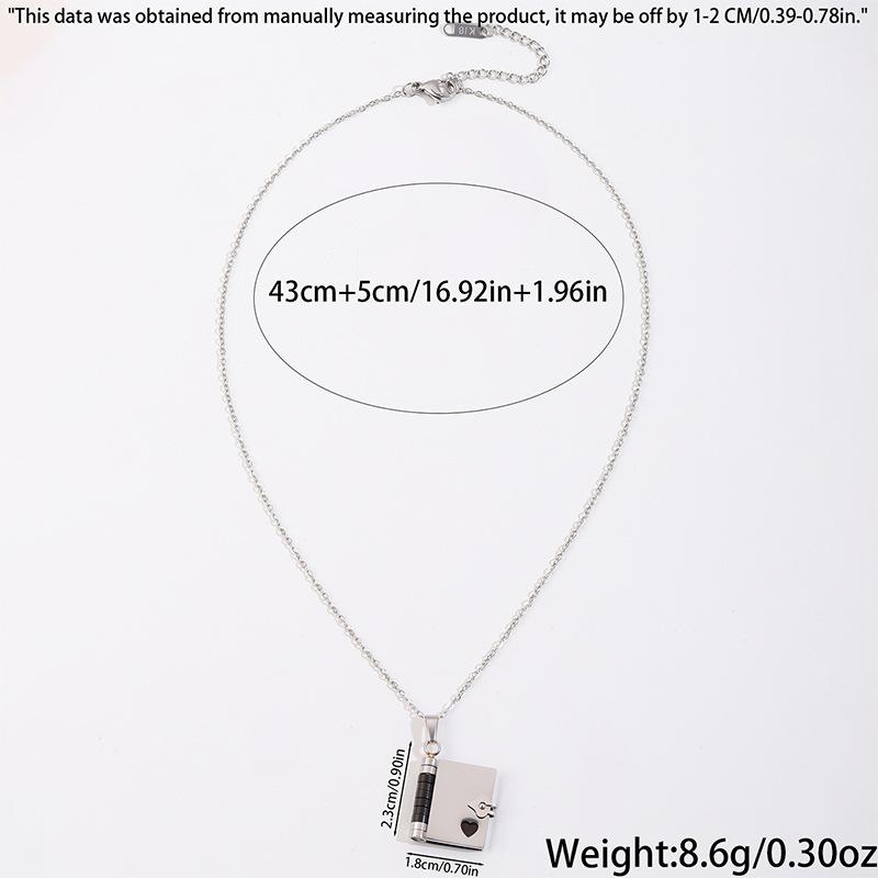 Mothers Day Gift Titanium Steel Necklace for Women, Openable Book Locket Love Letter Pendant Personality Temperament Clavicle Chain