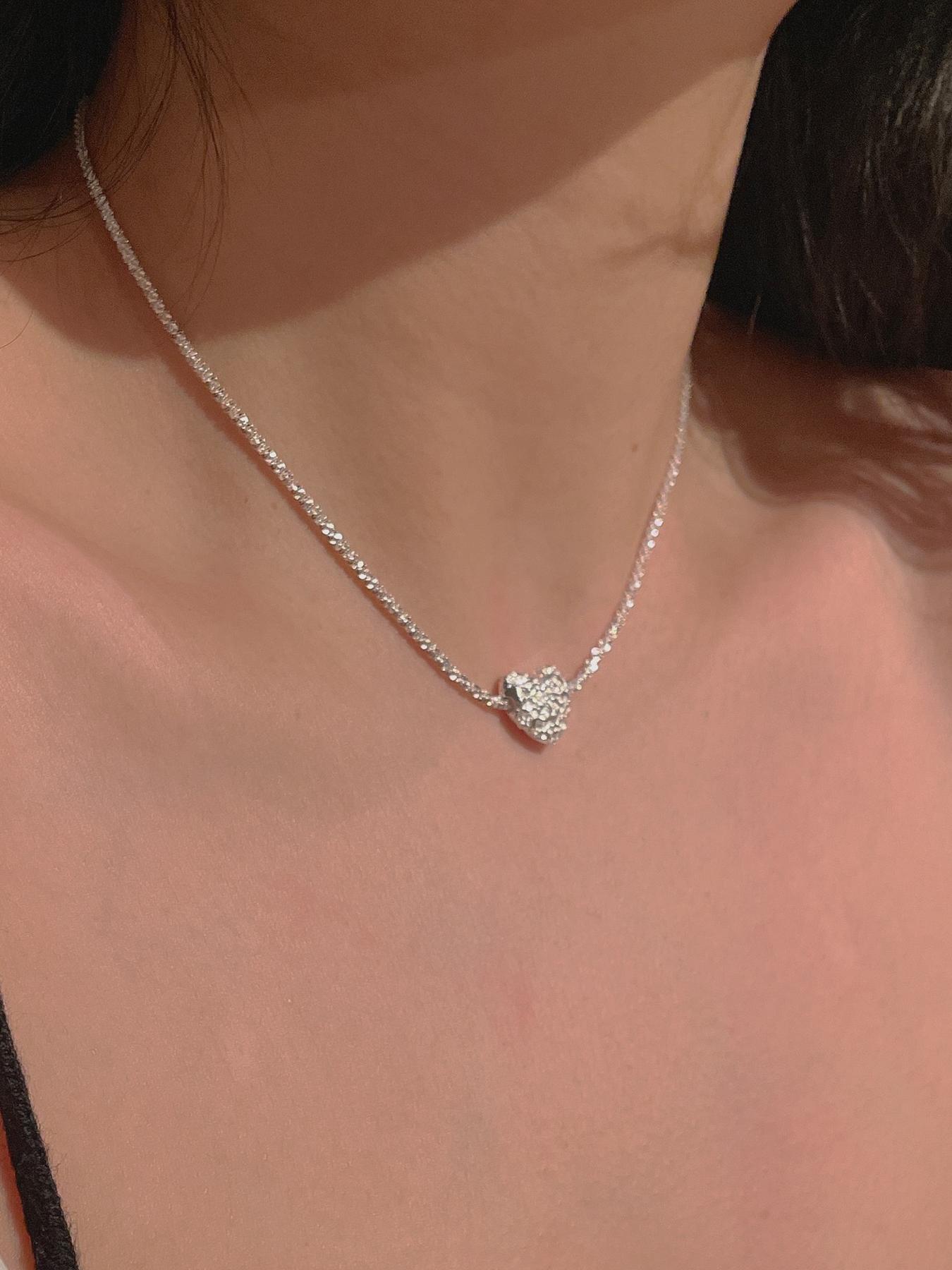 925 Sterling Silver Heart Shaped Pendant Necklace for Women, Fashion Jewelry for Party Clothing Decor, Trendy All-match & Exquisite Jewelry for Birthday Gift, Heart Design Necklace