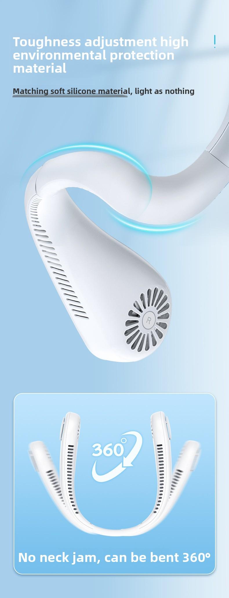Three-speed adjustable neck fan, outdoor high-endurance portable universal USB hands-free neck fan