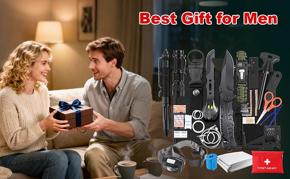 Survival Kits, Survival Gear and Equipment 116-in-1, Emergency Kit with First Aid Kit, Tactical Pen, Fishing Kit, Headlamp for Camping, Hiking, Hunting, Gift for Mens