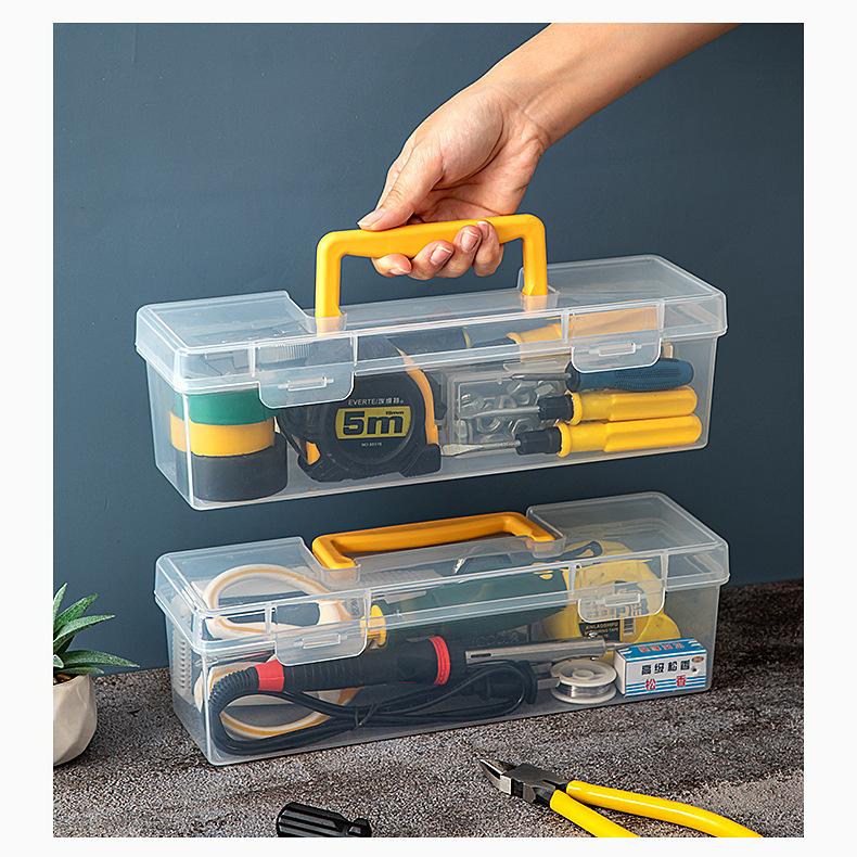 Multi-Function Household Hardware Tool Box - Transparent Handheld Storage Case with Adjustable Compartments for Wrench, Screws, Accessories, and Parts Organization