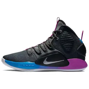 Nike Hyperdunk X HD Lace-Up Mid-Top Performance Basketball Shoes for Men in Black, Purple, and Blue Verifiable, with credentials and supporting global authentication