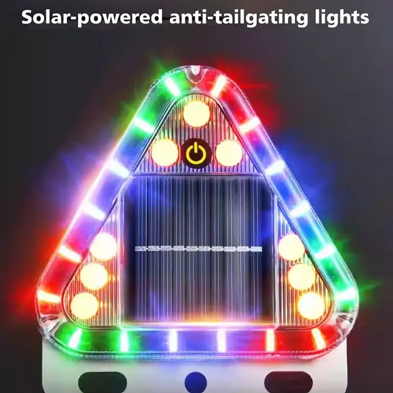 Multi-Color Truck Rear Flashing LED Solar Warning Light, Anti-Collision Magnetic Touch Switch, Wireless Strobe Triangle Warning Lamp