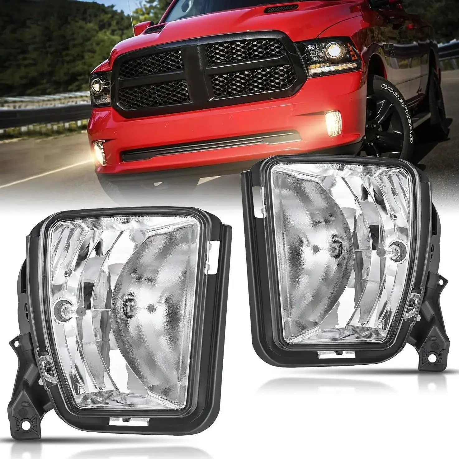 Nilight Fog Light Assembly for 2013-2018 Dodge Ram 1500, 2019-2021 RAM 1500 Classic - Automotive Car Light with 9006 12v 55w, Dust-Proof, Durable Lens