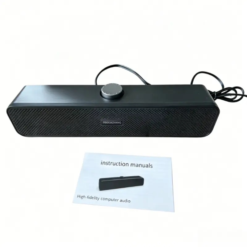 Wired Computer Soundbar Speaker, PINXIAOYING USB Powered Desktop Sound Bar for PC Laptop Monitor Gaming Stereo HiFi Sound Speaker with Volume Knob, PC Speakers
