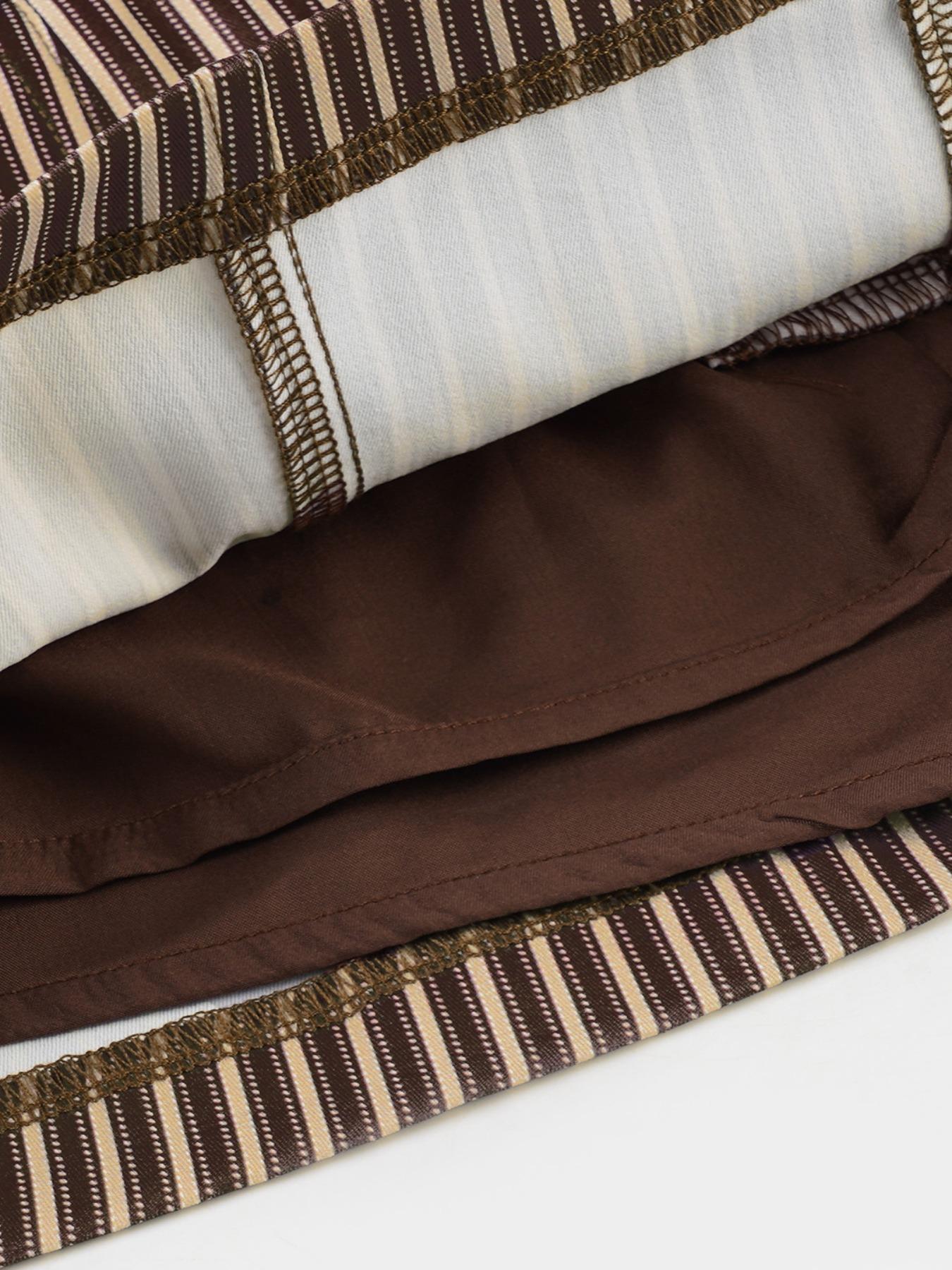 Women's Striped Print 2 in 1 Skirt, Y2K Casual Fashion Mini Skirt for Daily Wear, Ladies Bottoms for All Seasons