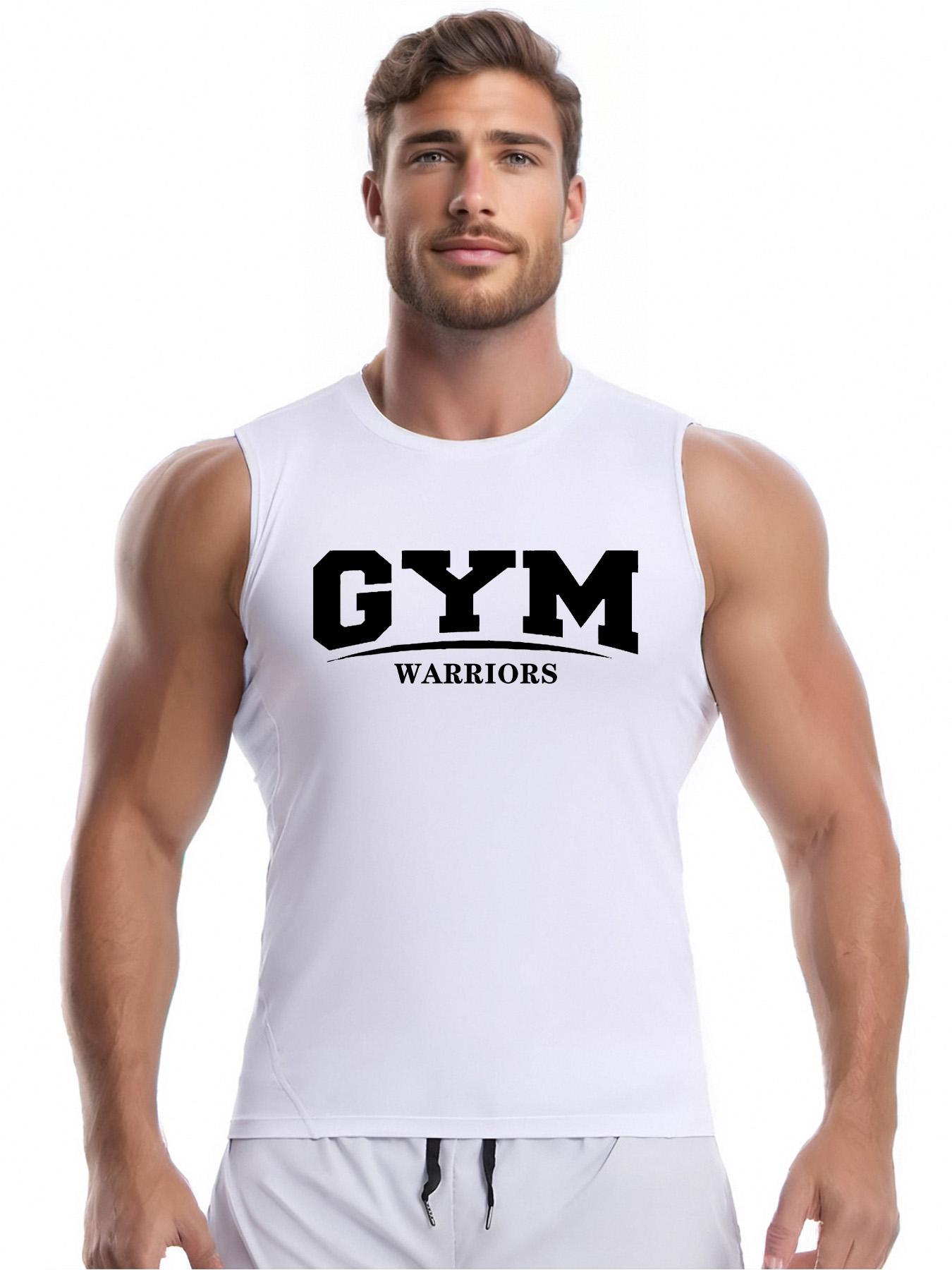 Men's Letter Print Sleeveless T-shirt, Regular Fit Casual Sleeveless Top for Summer, Men's Top for Gym Workout Running, Fitness Workout Vest, Sport Vests