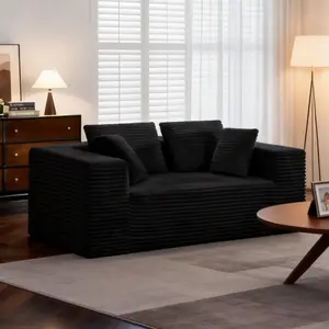Aobtkel 2-Seater Deep-Seat Corduroy Lounge Sleeper Sofa - No Assembly, Frameless Foam Cloud Couch for Living Room, Bedroom, Apartment, Dorm, Office On-Site budget friendly small modern modular comfy floor sofa lounge big bedroom lounge upholstered